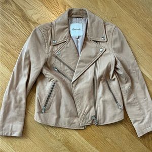 Madewell Premium Leather Jacket in Cream - Size XS